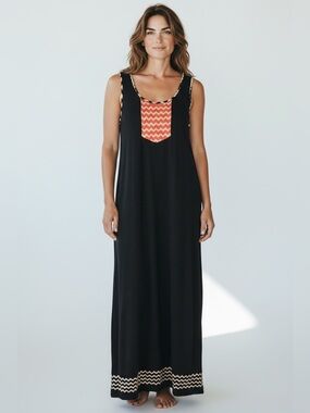 THML Embroidered Boho Maxi Dress // Black // Small